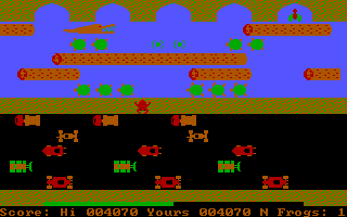 Frogger IBM CGA screenshot