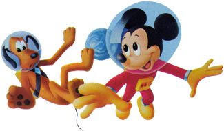 Mickey and Pluto in space