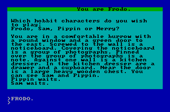 The Fellowship of the Ring 40 column text screen with RGB monitor