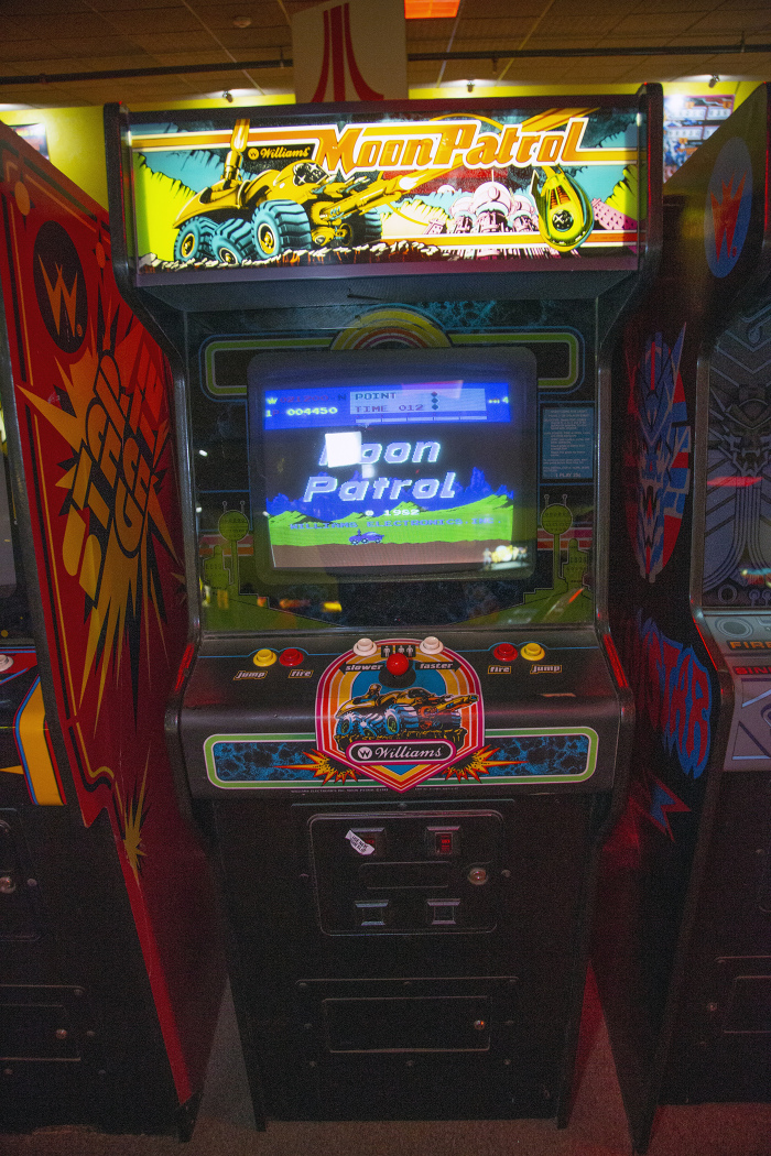 Moon Patrol arcade cabinet
