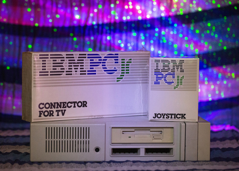IBM PCjr with T.V. connector and joystick