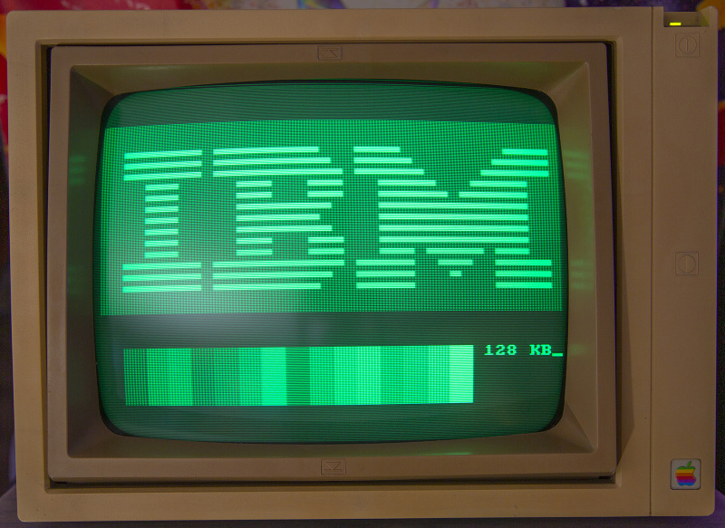 IBM PCjr startup screen with monochrome monitor